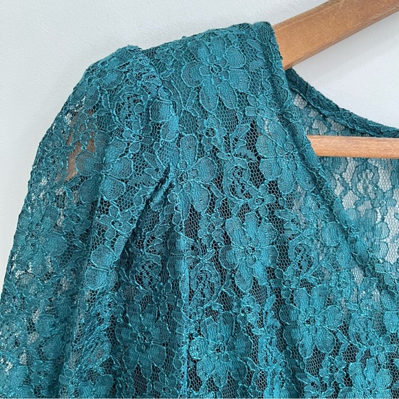 Vintage All That Jazz 80s 90s Emerald Green Full Lace Grunge Goth Gypsy Dress - Picture 8 of 13